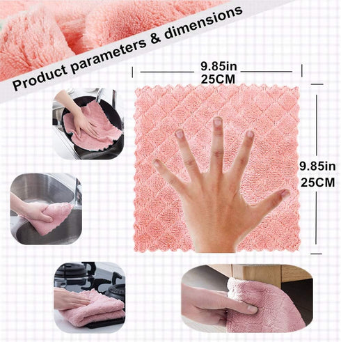 10-Pack Microfiber Cleaning Cloth Dish Towels, Reusable Double-Sided Household Cleaning Cloths for Kitchen, Glass