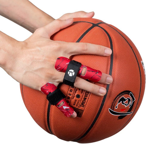 Kuangmi Finger Sleeve Support Protector, Finger Splint Brace for Pain Relief, S/M, Red