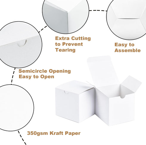 SHIPKEY 10 Pack White Cardboard Gift Boxes with Lids, 4x4x4 inch Square Boxes for Party, Wedding, Christmas, Birthdays
