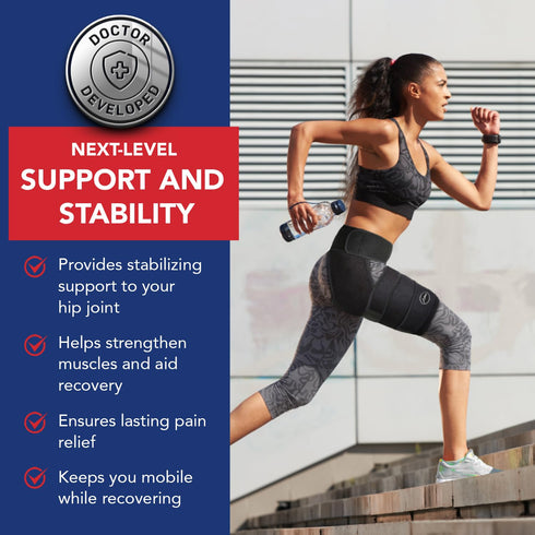 Doctor Developed Hip Brace for Men & Women, Strengthening & Stabilizing Compression Wrap for Sciatica Pain Relief,