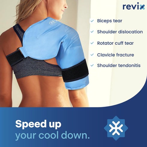 REVIX Shoulder Ice Pack Rotator Cuff Cold Therapy Wraps for Pain Relief, Reusable Compression Brace for Injuries