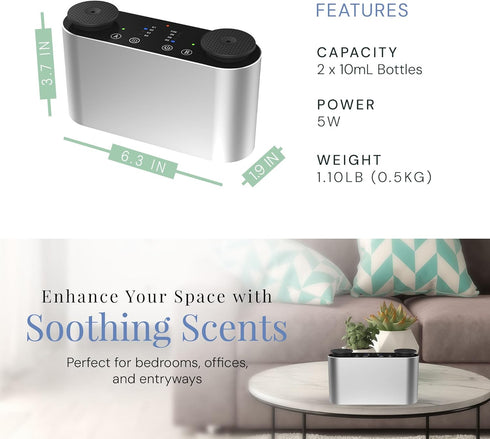 Nozzle, 2x10mL 100 The Mini Duo Smart Scent Air Machine, Waterless Aroma Diffuser with Bluetooth App Control & Dual