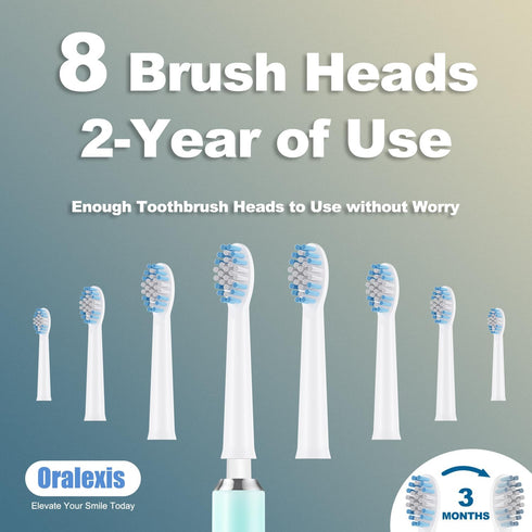 Electric Toothbrush for Adults and Kids, Blue, with 8 Brush Heads, Tongue Scraper, 40000 VPM Deep Clean, 120 Days Charge