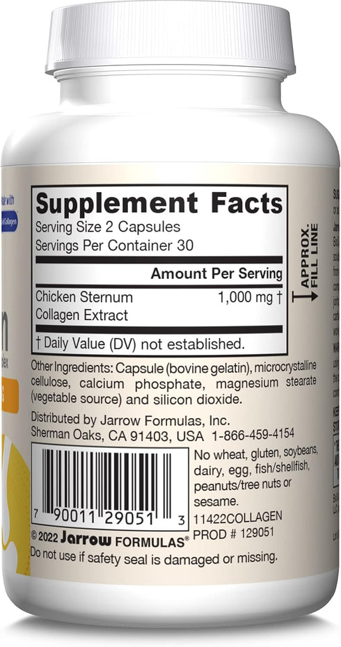 Jarrow Formulas Type II Collagen Complex, 1000 mg Supplements, 60 Capsules, 30 Day Supply, Supports Skin and Joint