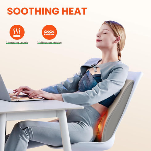 Heycool Back Massager for Pain Relief Deep Tissue, Shiatsu Back and Neck Massager with Soothing Heat, Vibration
