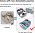 Travel Makeup Bags Cosmetic Organizer: 3-Set Large Capacity PU Leather Toiletry Bag for Women (Light Blue)