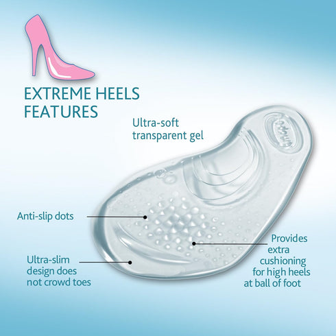 Amope GelActiv Extreme Heels Insoles for Women, 1 Pair, Size 5-10
