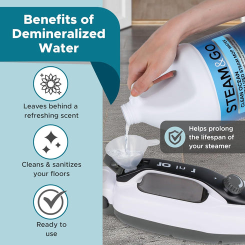 Steam and Go Demineralized Water - Clean Ocean Scent Cleaning Solution for Steam Mop, Floor Cleaner, Ready-to-Use