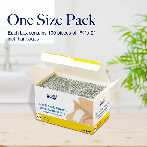 Dynarex Fabric Adhesive Bandages - Sterile & Flexible, 1-3/4x2", 1 Box of 100