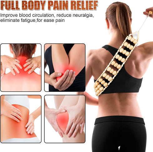 KintKita Wood Therapy Massage Tools,Back Wooden Massage Roller Rope Tool Maderoterapia Kit Professional Cellulite