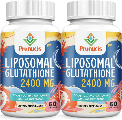 2400MG Liposomal Glutathione Supplement with Vitamin C, Non-GMO Antioxidant for Immune System, 120 Softgels
