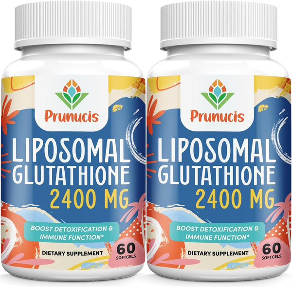 2400MG Liposomal Glutathione Supplement with Vitamin C, Non-GMO Antioxidant for Immune System, 120 Softgels
