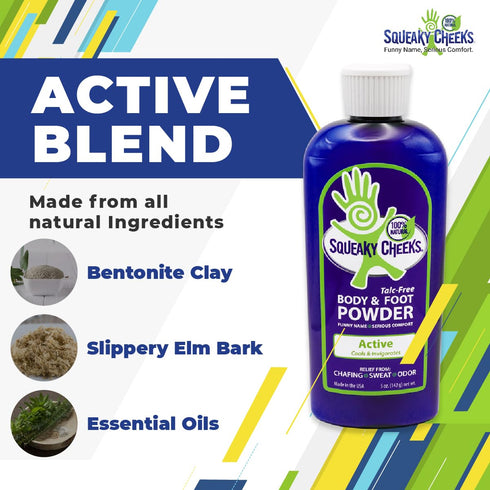 Foot & Body Powder (5oz) - All Natural and Talc-free, Effective Relief from Chafing, Sweaty Feet, and Odor