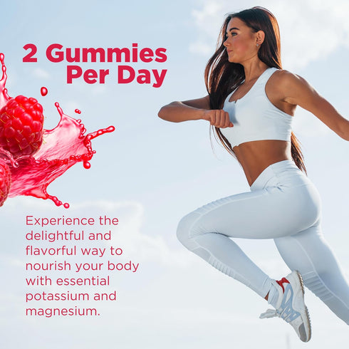 Potassium Magnesium Gummies with Vitamin D3, B6, C - High Absorption Chewable Supplements for Adults, Kids