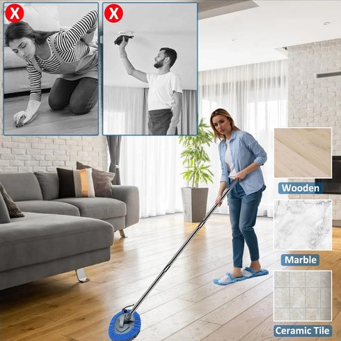 Longest 83'' Wall Mop, Detachable Pole, Ceiling Dust Mop, Baseboard Glass Duster Washer, High Reach Cleaning Tool