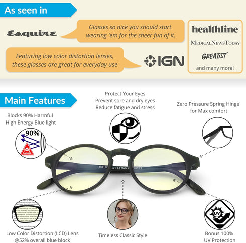 J+S Vision Blue Light Blocking Glasses for Men Women | Computer Gaming Work| Anti Strain Fatigue UV Glare |