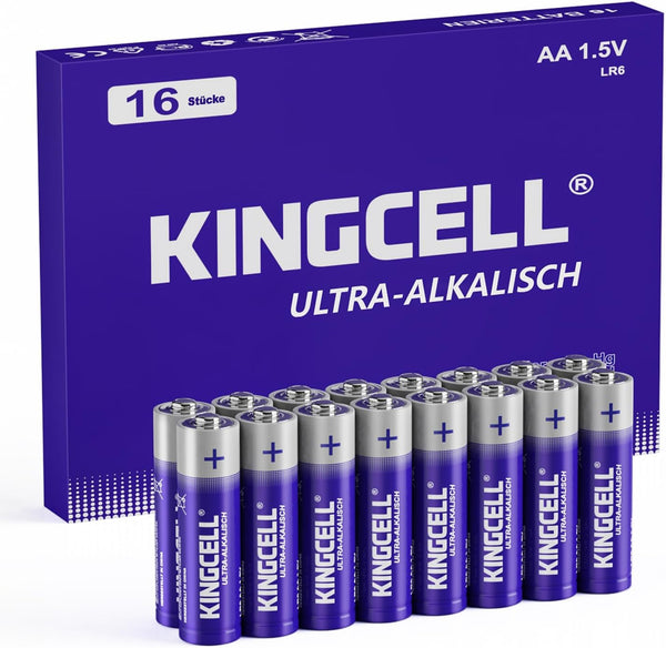 AA Batteries 16 Pack, High-Performance Alkaline Double A Batteries with 10-Year Shelf Life for Household and Office