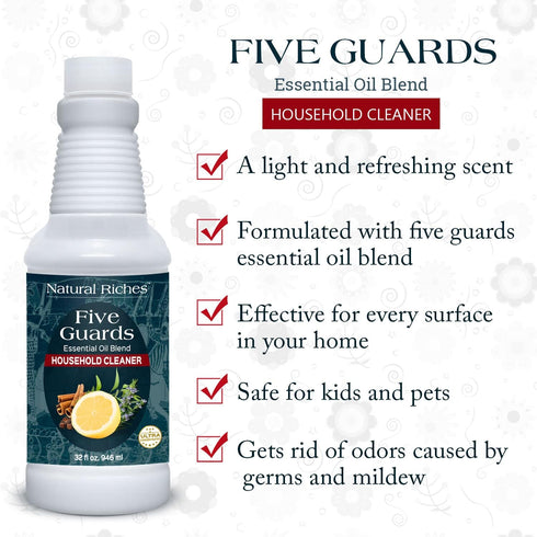 Natural Riches Household Cleaner Concentrate - Five Guards Essential Oil Blend - 32 fl oz Household Cleaner