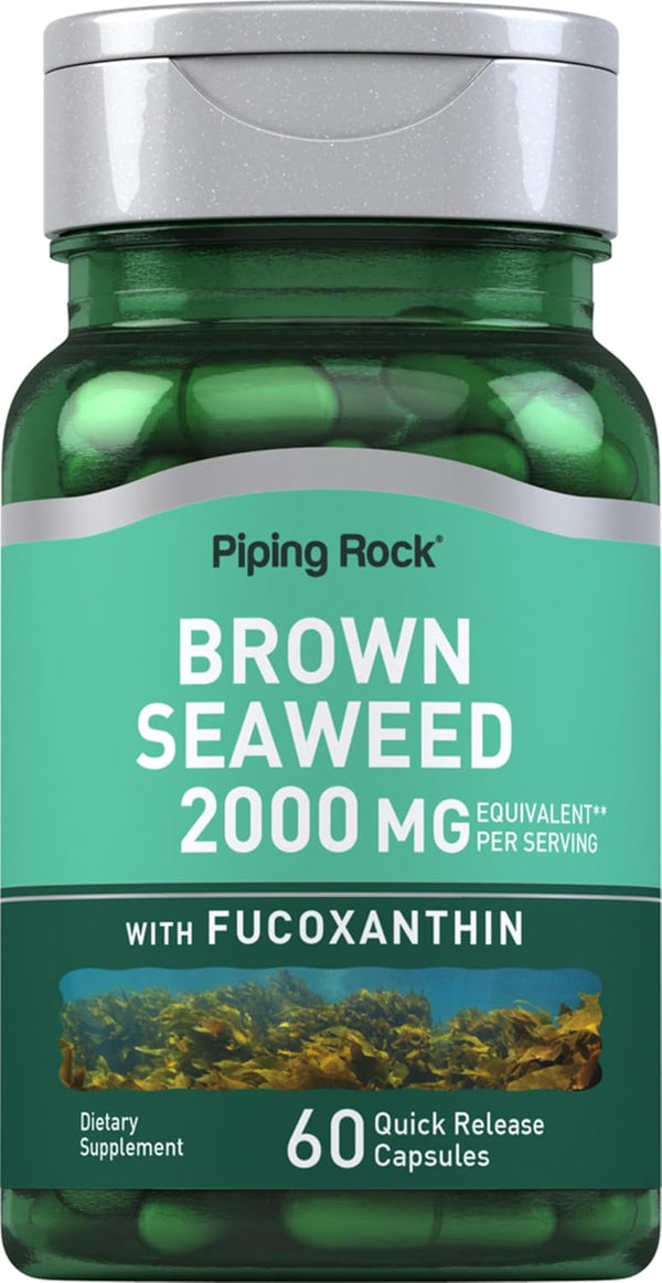 Piping Rock Brown Seaweed Capsules 2000 mg - 60 Count - Fucoxanthin Extract Supplement - Non-GMO, Gluten Free
