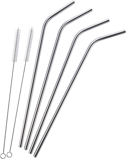 4 Extra Long Stainless Steel Straws + 2 Cleaning Brushes for 30 OZ Tumbler