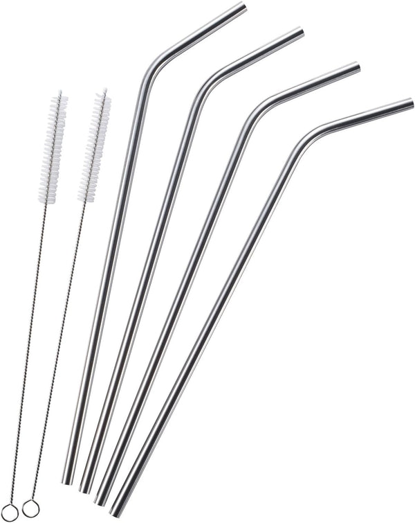 4 Extra Long Stainless Steel Straws + 2 Cleaning Brushes for 30 OZ Tumbler