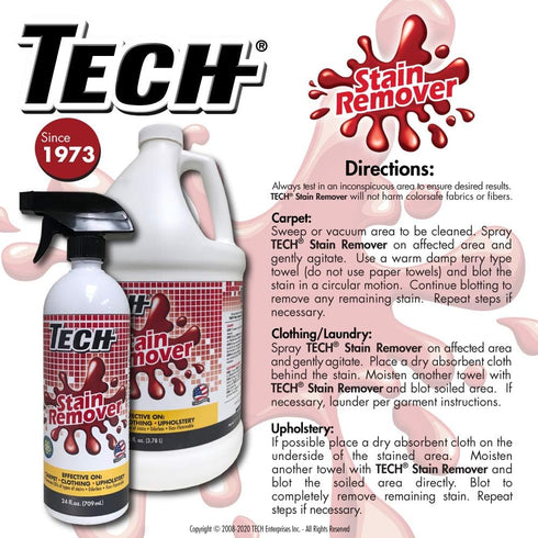 TECH Stain Remover, 24 oz Spray Bottle for Carpet, Clothes, Upholstery, and Fabrics
