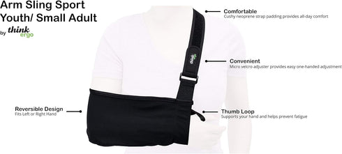 Arm Sling Sport (Small/Youth), Lightweight Medical Sling for Shoulder, Elbow, Wrist Injury