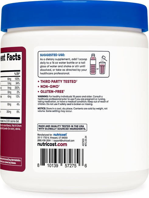 Nutricost Electrolyte Complex Powder (Grape, 120 Servings) - Hydration Supplement Drink Mix with Vitamins