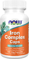 NOW Foods Iron Complex Caps, Essential Mineral Supplement, Non-Constipating*, 100 Veg Capsules