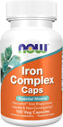 NOW Foods Iron Complex Caps, Essential Mineral Supplement, Non-Constipating*, 100 Veg Capsules