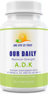 Our Daily Vites ADK Supplement - Vitamin A, D3 & K2 (as MK7) - Bone, Immune System Support - 180 CT Vegetable Capsules