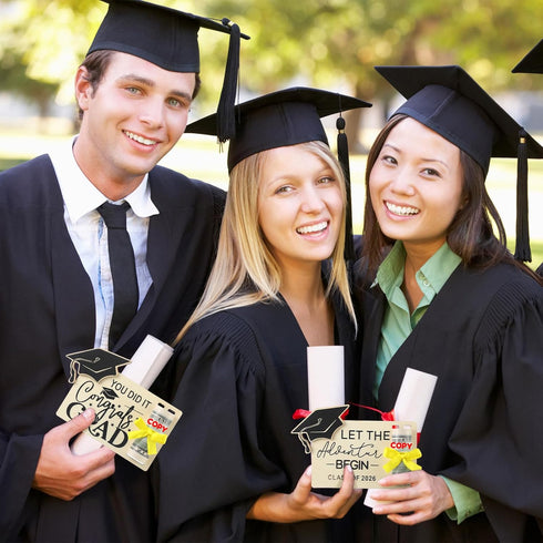 MotiMind 12 Set 2026 12 2026 Graduation Money Holder for Cash Graduation Gifts with Ribbons Wooden Grad Money Holder