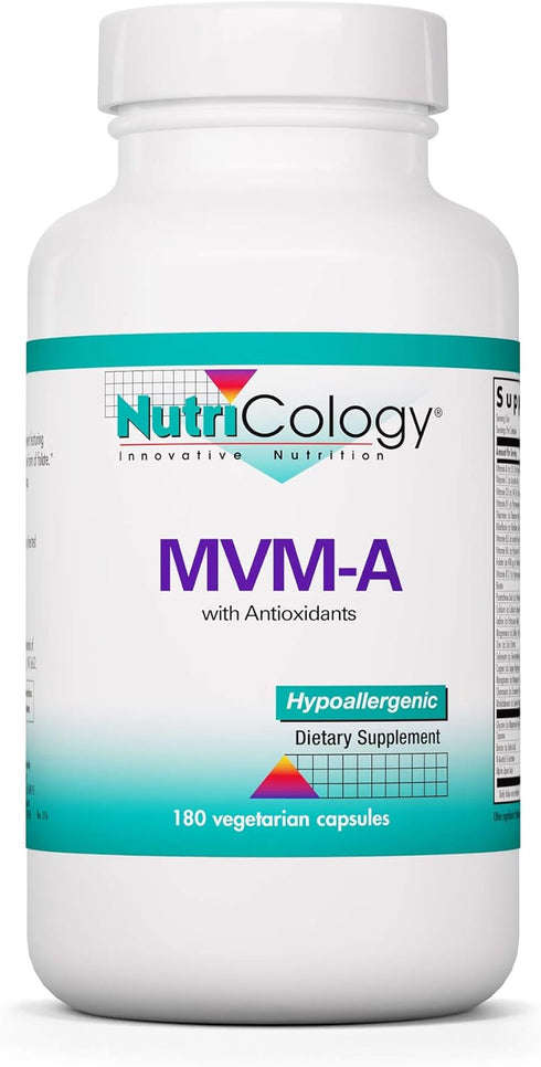 Nutricology MVM-A Supplement, Multivitamin for Men & Women, with Iron, 180 Count, Vegetarian Capsules