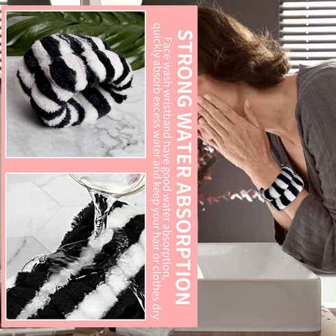 WSYUB Makeup Headband and Wristband Set, Black and White Spa Headband for Women, Face Washing