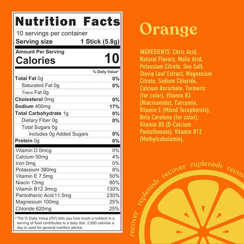 Pirq Hydration Powder Packets - Orange - 10 Sticks | Electrolyte Drink Mix with Curcumin, B Vitamins, Zero Sugar, Keto