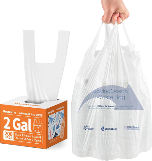 Small Trash Bags with Handles - Ocean Plastic Upcycling - Plastic Garbage