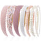 VELSCRUN 7 Pcs Headbands for Women, Fashion Pink Solid Non-Slip Hair Bands, Pearl Headband