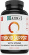 Zhou Thyroid Support Complex with Iodine Supplement - 60 Servings, 120 Caps, Gluten-Free, No Soy