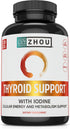 Zhou Thyroid Support Complex with Iodine Supplement - 60 Servings, 120 Caps, Gluten-Free, No Soy