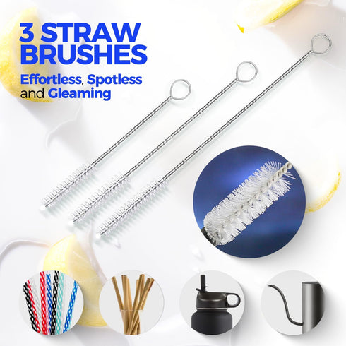 Holikme Bottle Brush Cleaner Set, 14" Long Handle Stainless Steel Bottle Cleaner Brush for Water Bottles, Cups, and