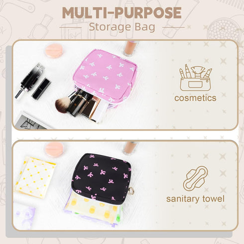 Period Bag for Teen Girls, Canvas Sanitary Napkin Storage Bag with Zipper, Portable Menstrual Pad Bag Tampon Holder