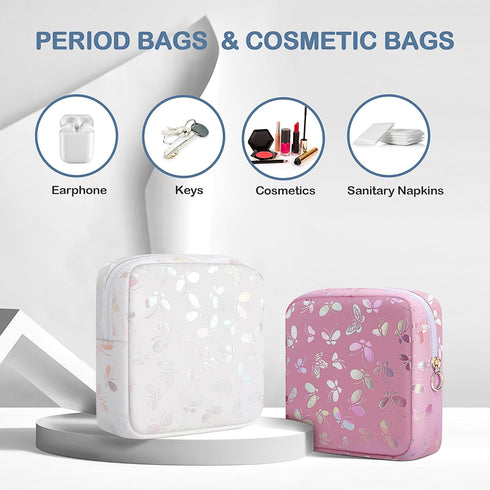 Likesing Period Bag Pouch, Leather Sanitary Napkin Storage Bag for Girls Womens, Portable Sanitary Napkin Period Pad