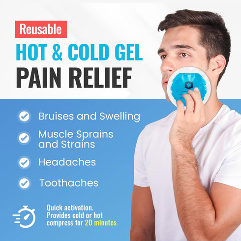 ICEWRAPS Round Ice Packs for Injuries, Reusable Hot and Cold Gel Packs, Pack of 5 - Blue