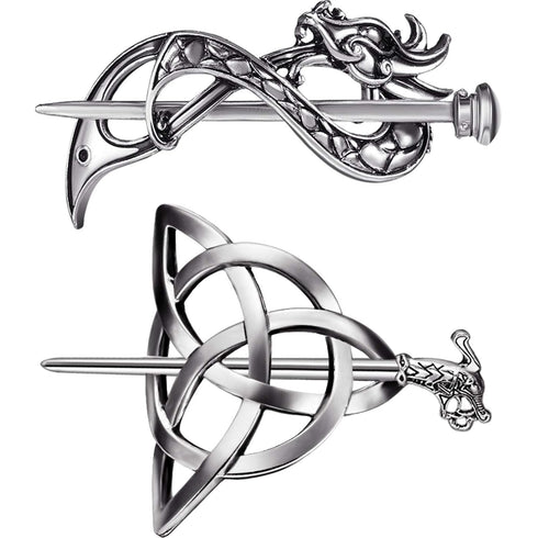 WILLBOND 2 Pcs Viking Hair Accessories, Hair Clips Celtic Knot Hairpin, Minimalist Charms for Women