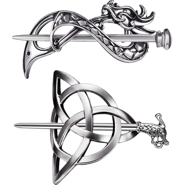 WILLBOND 2 Pcs Viking Hair Accessories, Hair Clips Celtic Knot Hairpin, Minimalist Charms for Women