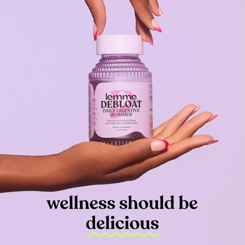 Lemme Debloat Gummies - Digestive & Gut Health with 2 Probiotics & Prebiotic, 3 Billion CFUs - Vegan, Gluten Free, Non