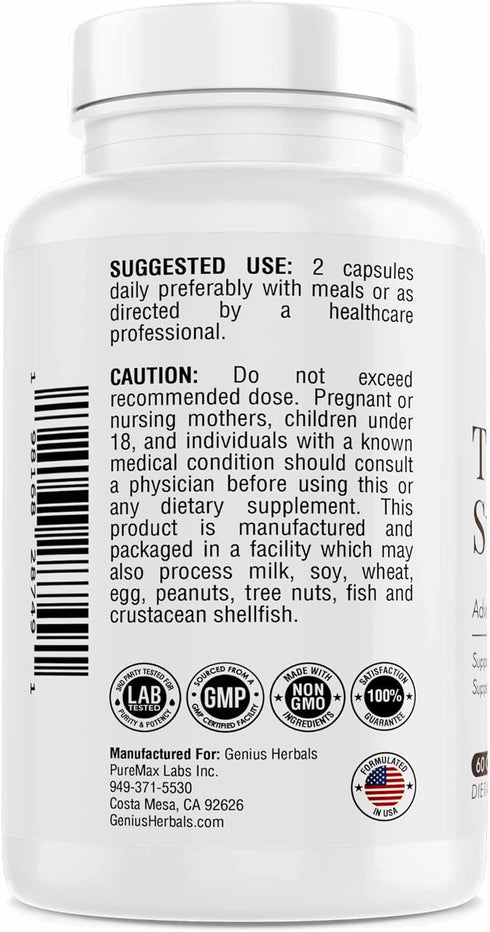 Thyroid Support Advanced Formula with Iodine - Supports Metabolism, Energy & Healthy Thyroid - Non-GMO - 60 Capsules