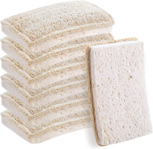 Upgrade Natural Loofah Kitchen Sponges, 6 Pack Eco-Friendly Reusable Dish Scrubbers for Washing Dishes