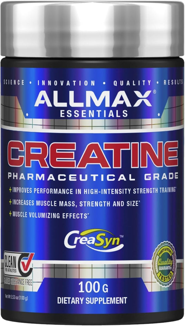 ALLMAX Essentials CREATINE Powder, 100 g - Improves Performance & Training Intensity, Vegan & Gluten Free, 20 Servings