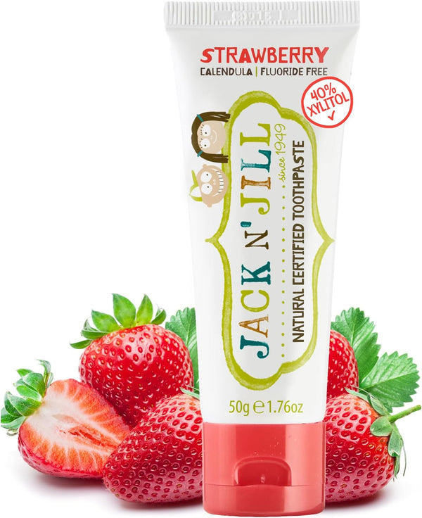 Jack N' Jill Natural Toothpaste for Baby - Fluoride Free, 40% Xylitol, BPA Free, Strawberry, 1.76 oz